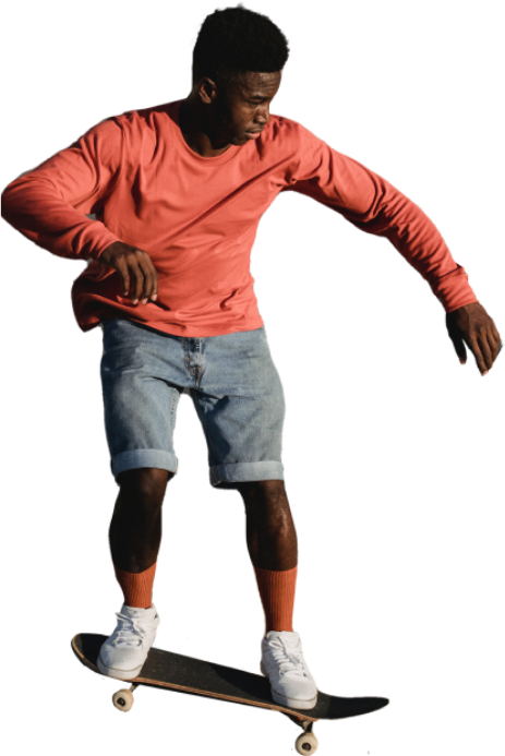 Skateboarder representing microgrants deployed